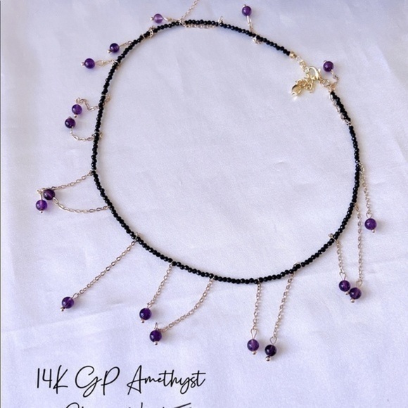 14K GP Amethyst Choker Necklace - Picture 8 of 11